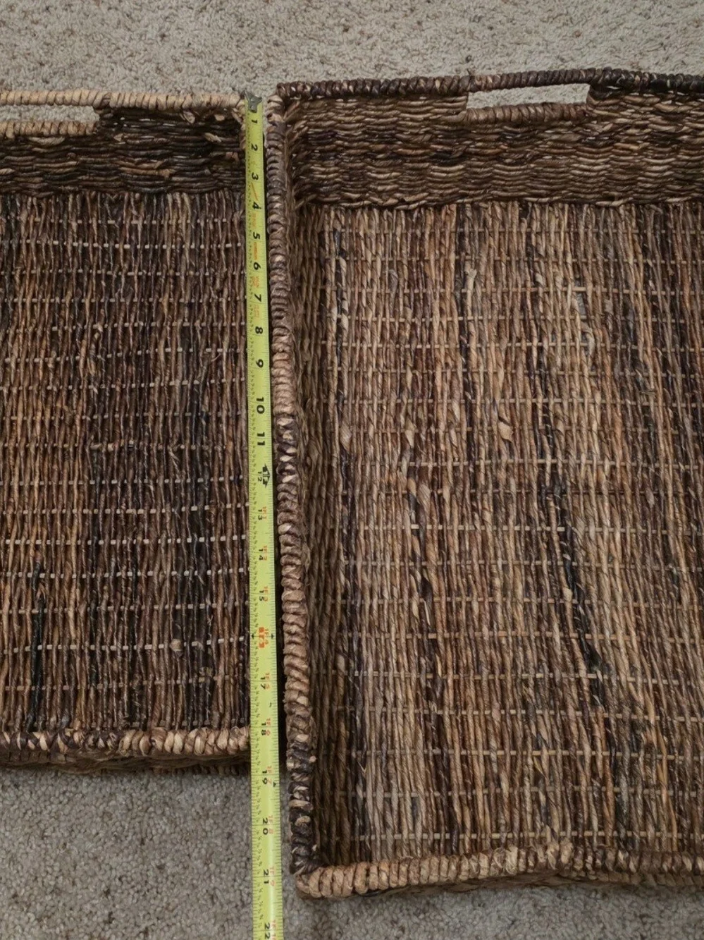 Woven Natural Seagrass Serving and Storage Trays - Brown